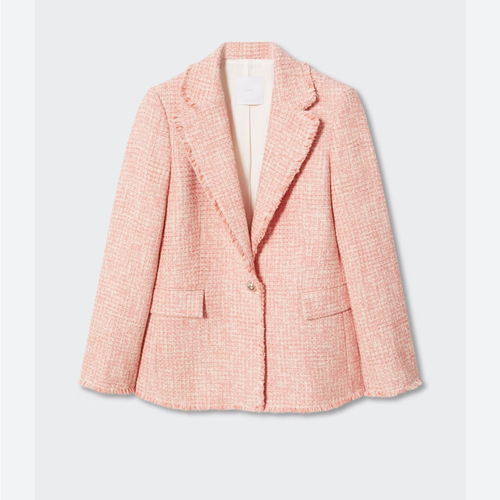 Mango Button tweet blazer in coral red, never worn